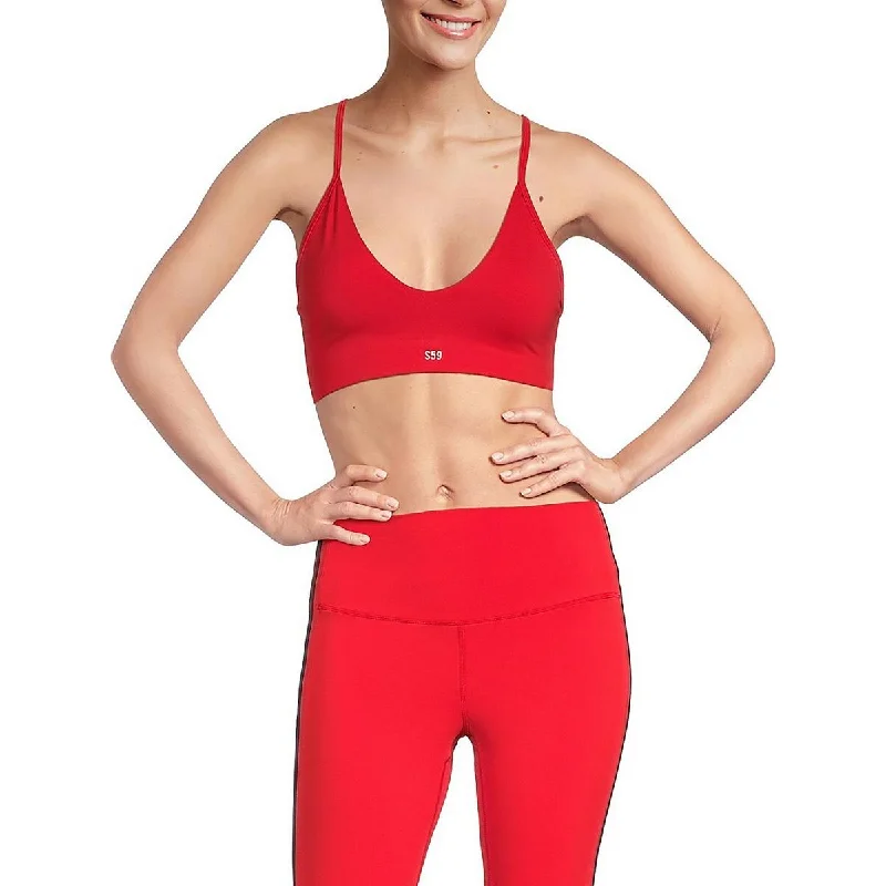 Maya Womens Solid Recycled Polyester Sports Bra Women's Athletic Apparel