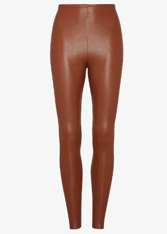 Women's Faux Leather Legging In Cocoa Women's Clothing Boutique