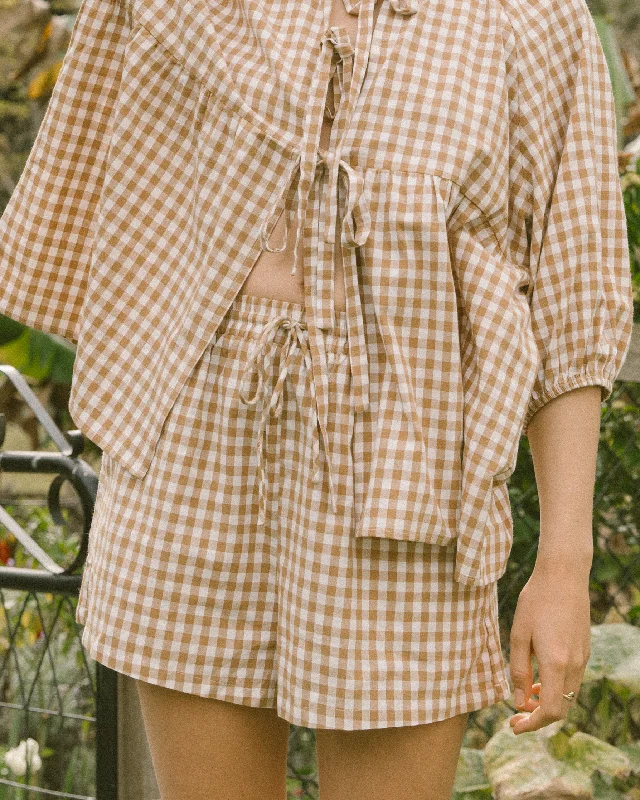 Matilda Shorts | Caramel Gingham Clothes For Women