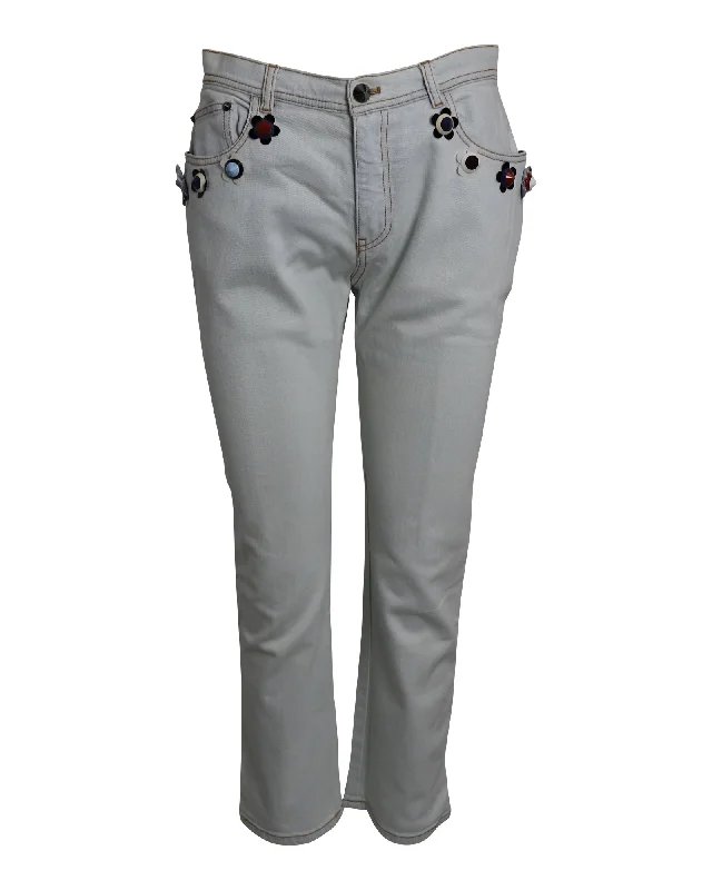 Fendi Flowerland Jeans in Light Blue Cotton Denim Plus Size Women's Fashion and Clothing