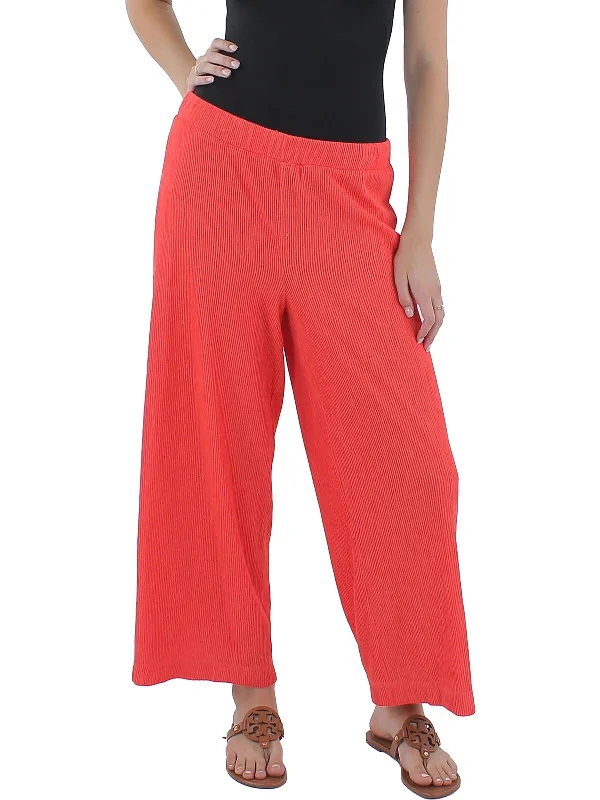 Womens Crinkled Crop Wide Leg Pants Women's Fashionable Attire For Work