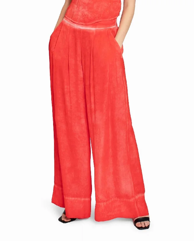 Garment Dyed Silk Wide Leg Pant In Poppy Women's Online Boutique