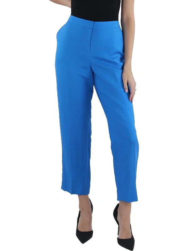 Womens Linen Mid-Rise Straight Leg Pants Women's Clothes For Work Events