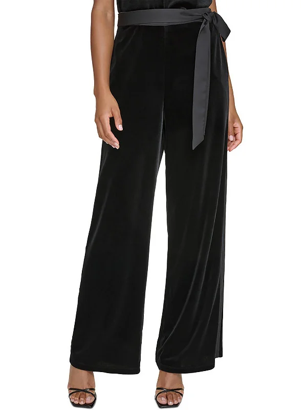 Womens Velvet High Rise Straight Leg Pants Women's Formal Clothes