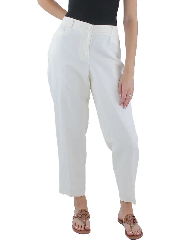 Womens Linen Solid Ankle Pants Casual Clothing For Women