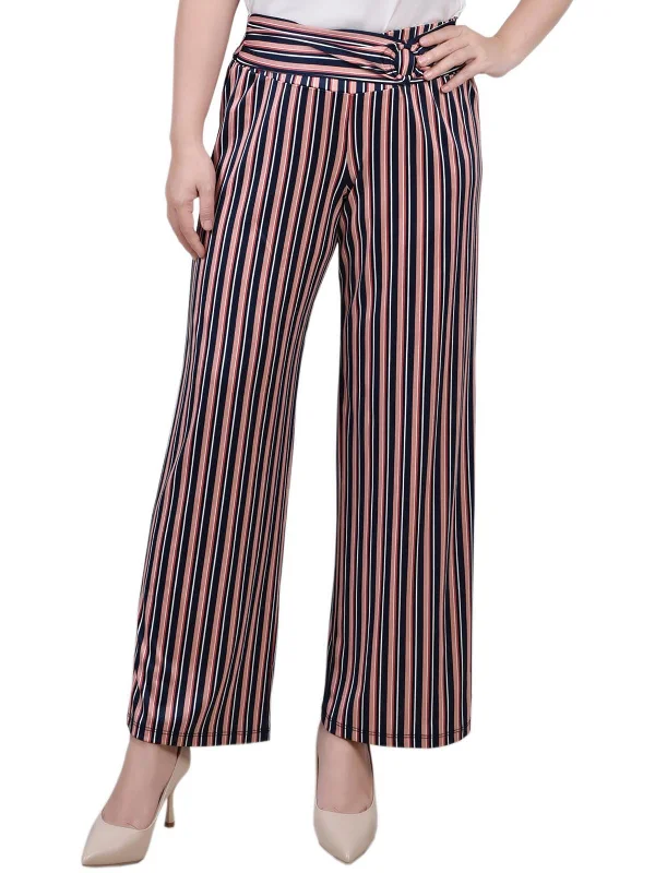 Womens Belted Polyester Cropped Pants Women's Night-Out Outfit