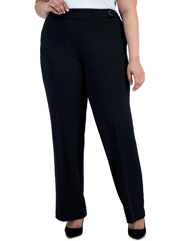 Plus Womens High Rise Stretch Straight Leg Pants Clothes Sales