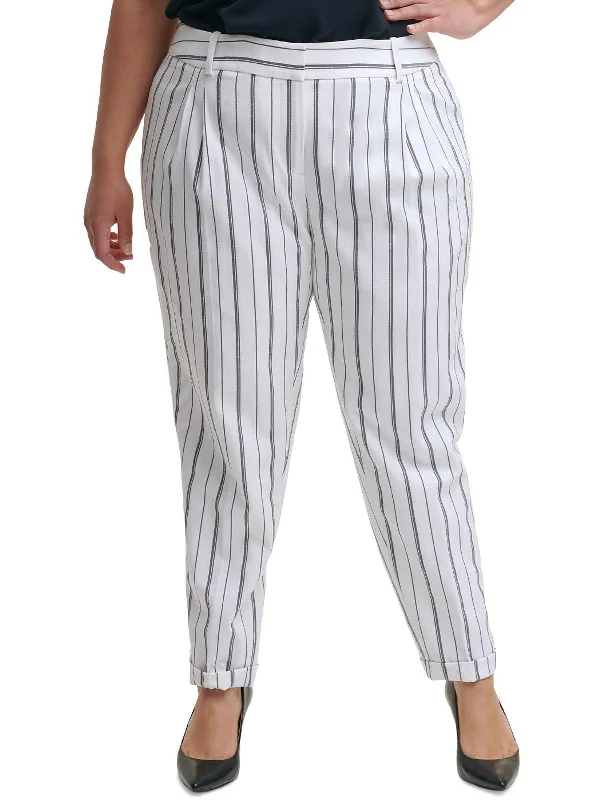 Plus Womens Striped Slim Leg Dress Pants Discount Store