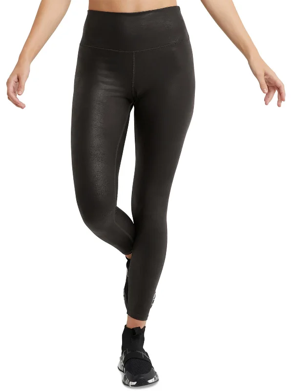 Womens Solid Shimmer Athletic Leggings Women's Outerwear Garments