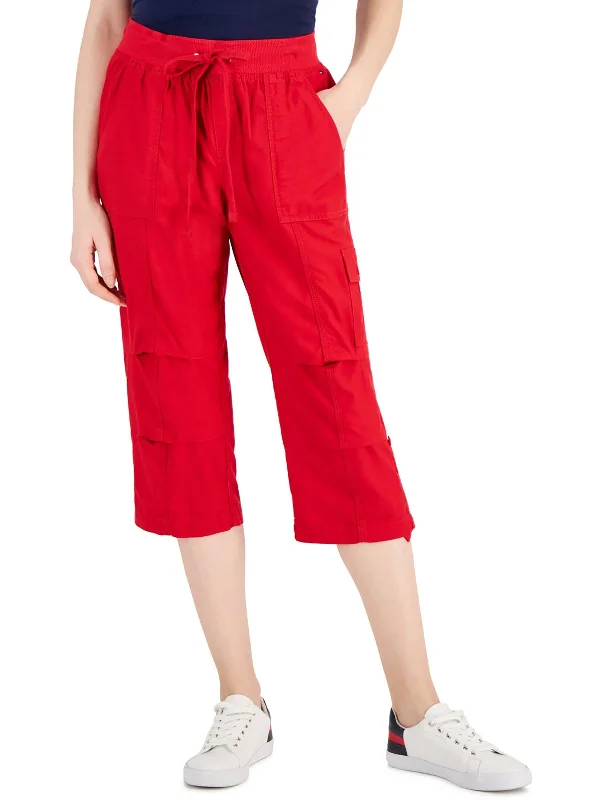 Womens Adjustable Pant Leg Drawstring Waist Cropped Pants Women's Occasion Wear Apparel