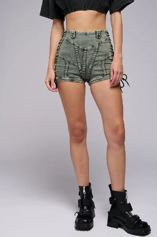 TONIGHT IS THE NIGHT DENIM WASHED SHORTS Plus-Size Women's Clothing