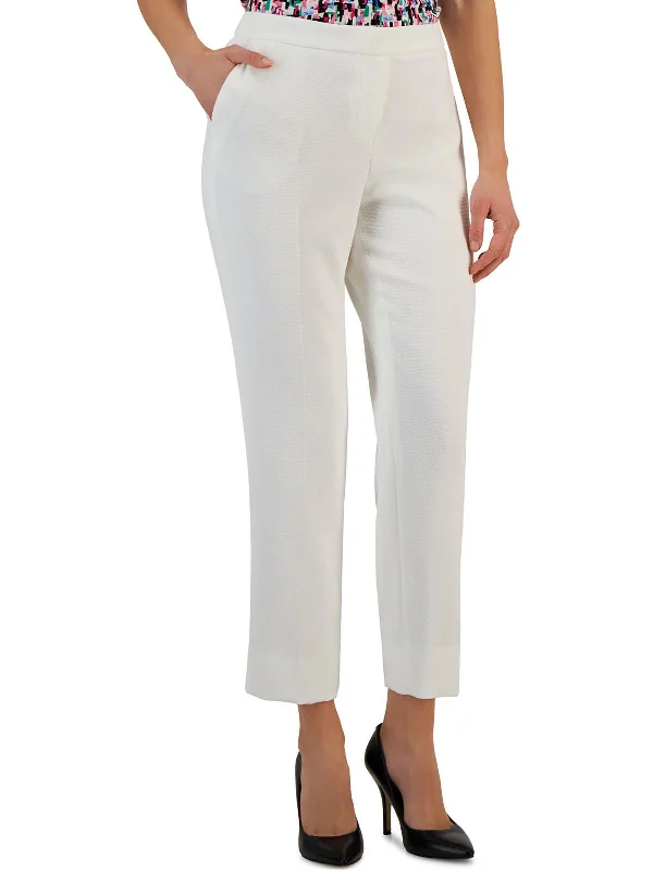 Womens Textured Side Slits Cropped Pants Women's Clothing