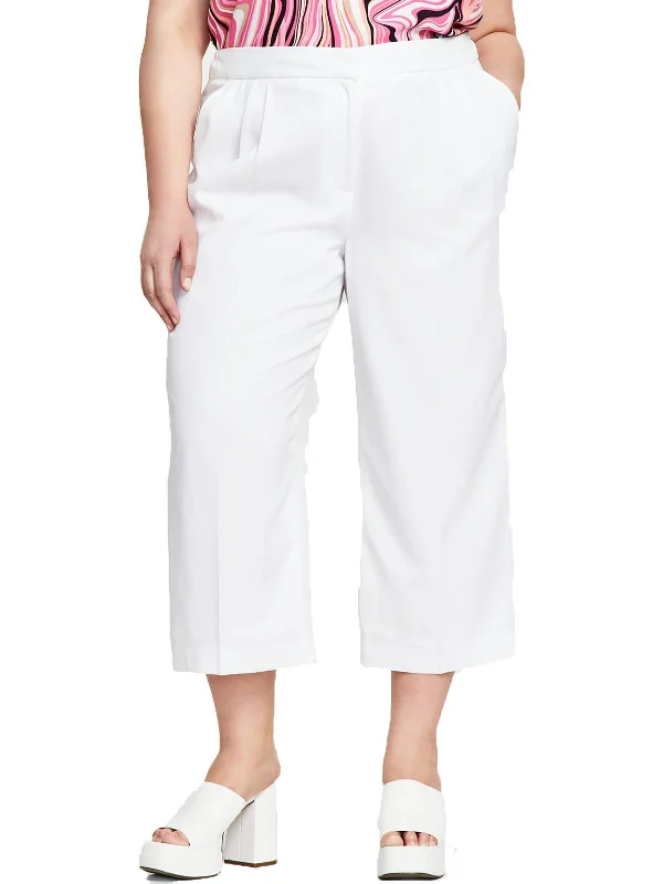 Plus Womens Textured Mid Rise Wide Leg Pants Women's Clothing Online