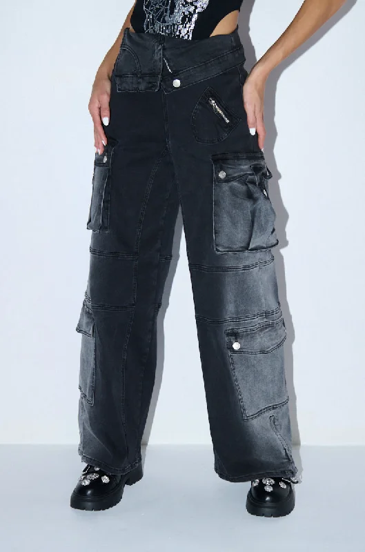 SOMETHING NEW FOLD OVER WAISTBAND DENIM PANT Best Online Clothing Boutiques