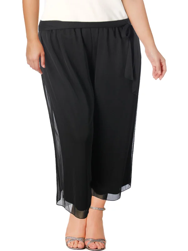 Plus Womens Tie Belt Palazzo Pants Women's Trendy Apparel