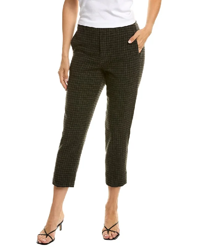 Vince Check Plaid Wool & Cashmere-Blend Easy Pant Women's Clothes For Outdoor Events