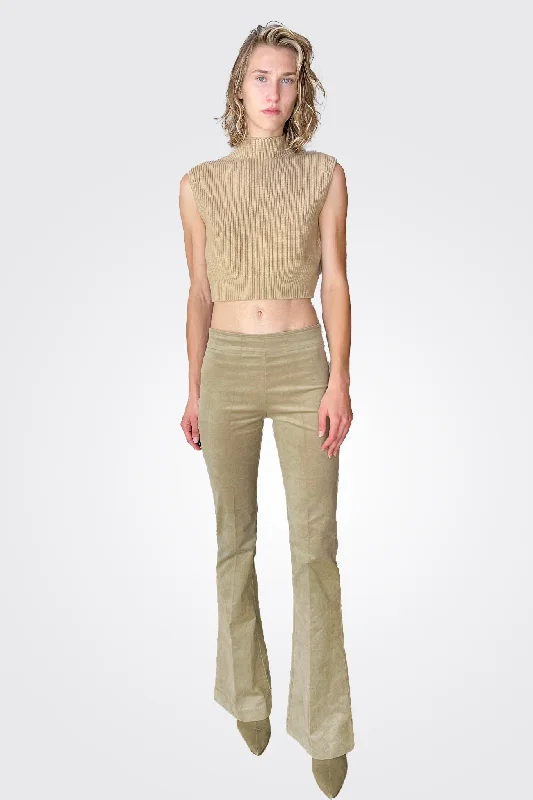 Bellini Fine Corduroy Pant - Khaki Women's Chic Outerwear Attire