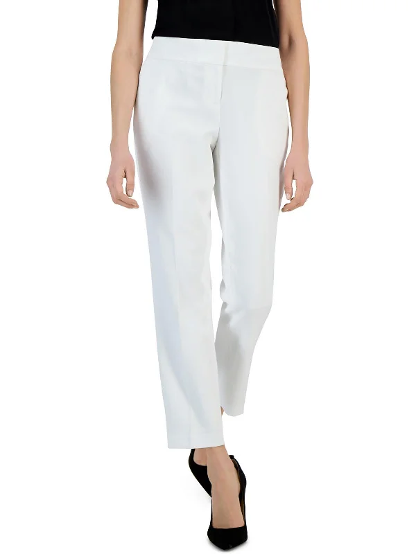 Womens Crepe Solid Straight Leg Pants Affordable Women's Attire