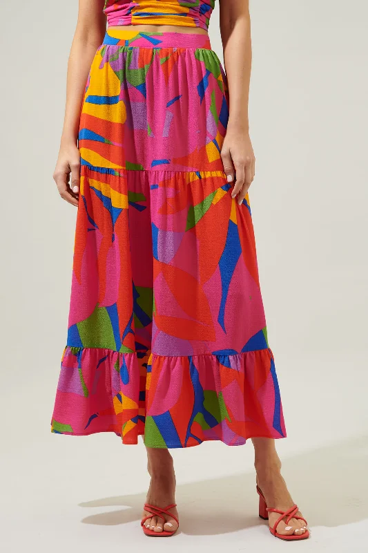 Soleil Abstract Yaelle Flowy Maxi Skirt End of Season Sale