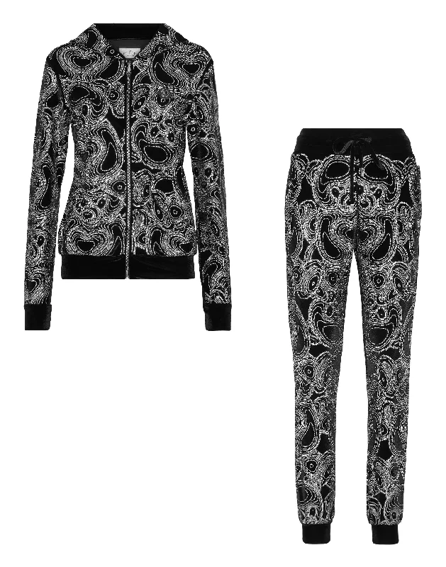 Jogging Tracksuit: Hoodie/Trousers with crystals Teddy Bear Women's Transitional Outfit