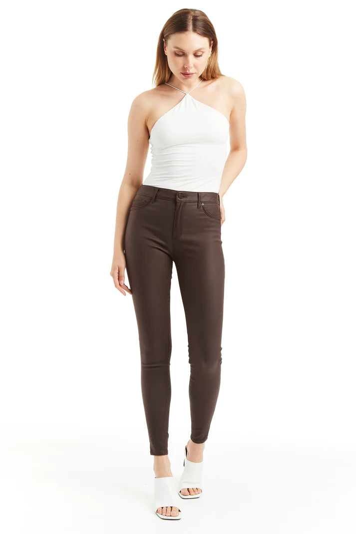 Nina High Rise Coated Skinny - Chocolate Women's Garments