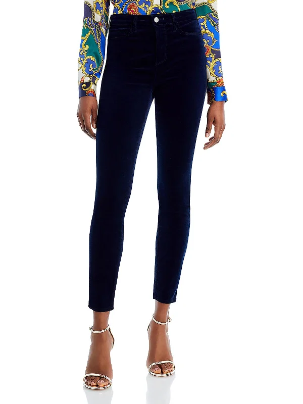 Monique Womens Velvet Ultra High Rise Skinny Pants Women's Holiday Outfit