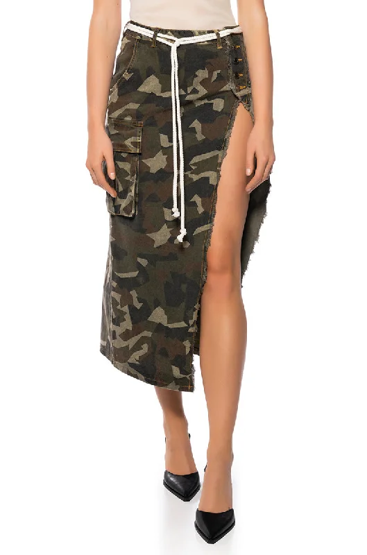 LOOKING UP CAMO MIDI SKIRT Trendy Online Boutiques