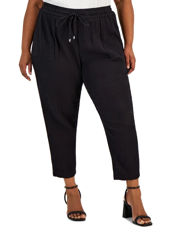 Womens Textured Cotton Ankle Pants Women's Vintage Attire