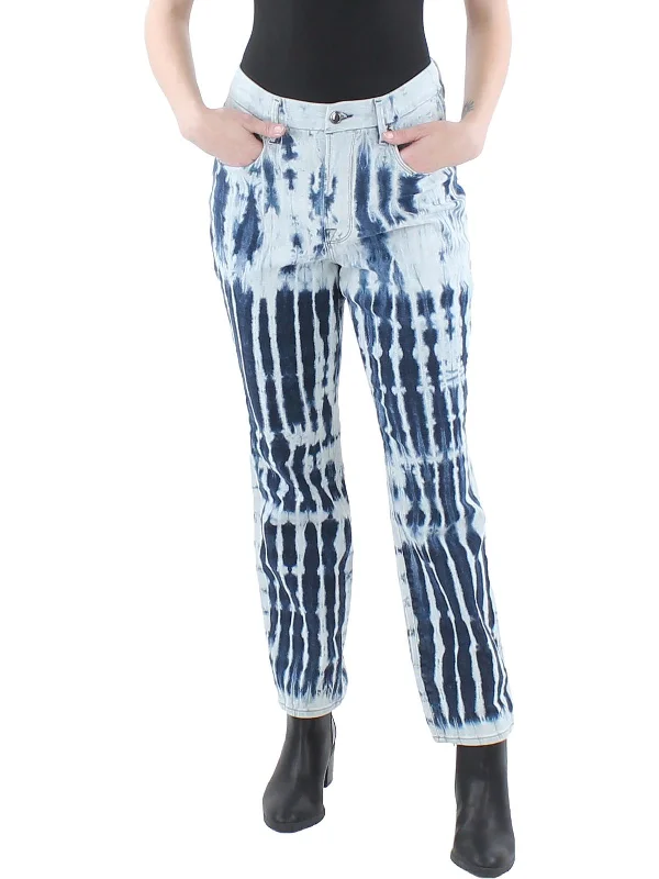 Vintage Shibori  Womens Tie-Dye Stretch Straight Leg Jeans Discount Price