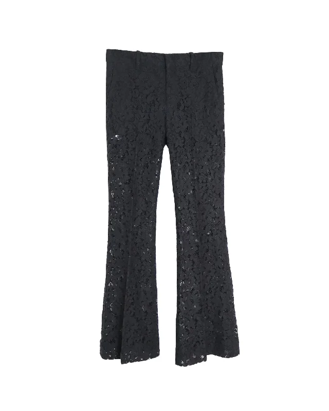 Gucci Lace Flared Pants in Black Cotton Modern Women's Fashion with Vintage Touches