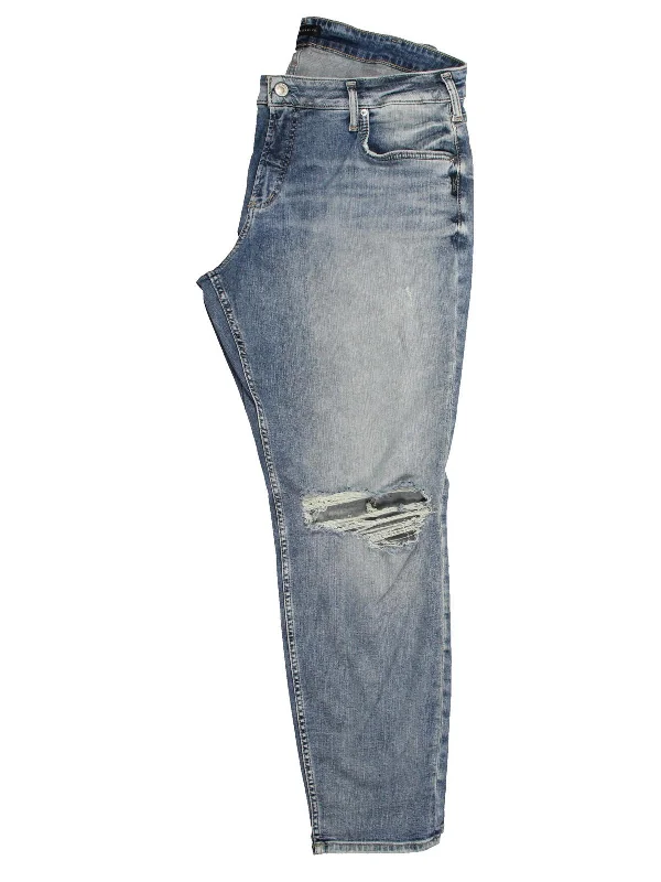 Plus Womens High Rise Distressed Straight Leg Jeans Fashionable Tops for Women