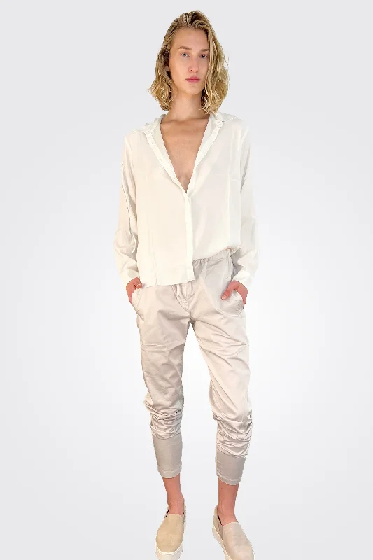 Casual Tapered Pants - Chalk Trendy Women's Dresses Online