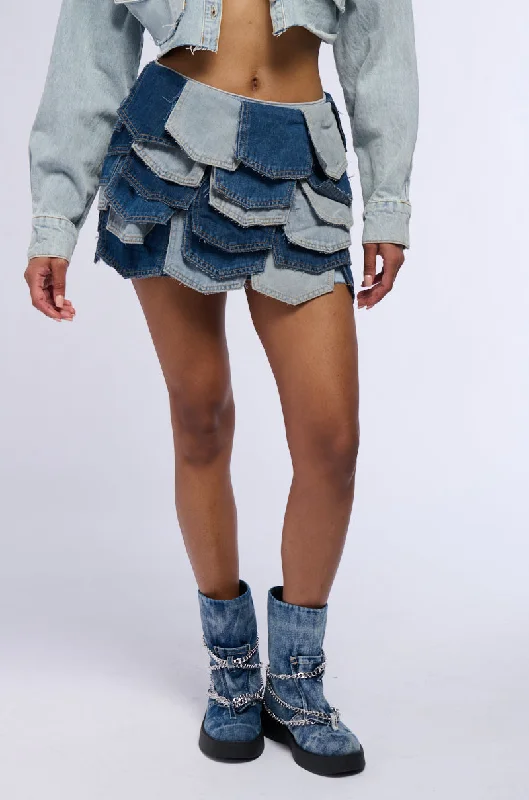 BE WITH ME PANEL DENIM MINI SKIRT Flash Sales This Week