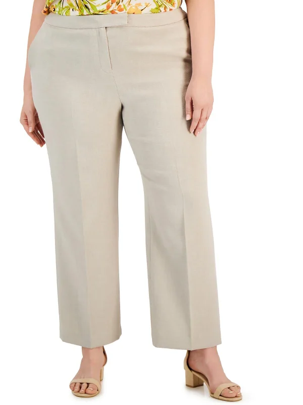 Plus Womens High Rise Stretch Straight Leg Pants Sale For Women