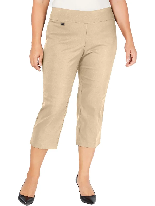 Plus Womens Woven Stretch Capri Pants Flash Sale Clothing