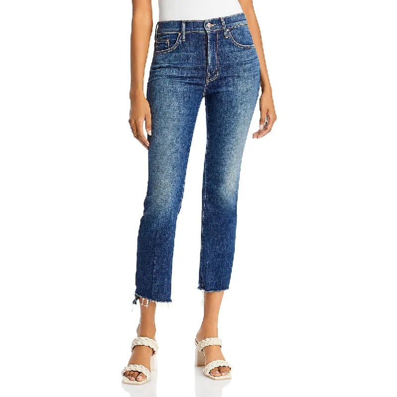 Womens Denim Frayed Hem Cropped Jeans Women's Clothes for All-Day Comfort and Style