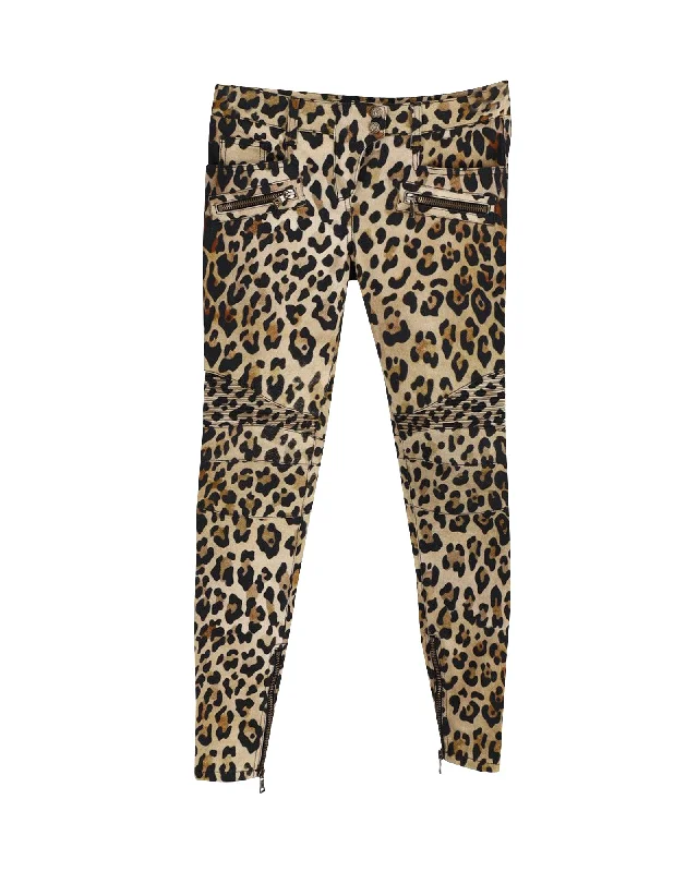 Balmain Leopard Skinny Trouser in Animal Print Cotton Stylish Women's Clothes for Work and Play