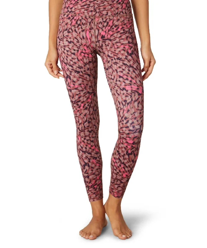 Lux High Waisted Midi Leggings In Electric Cheetah Swirl Comfortable Casual Wear