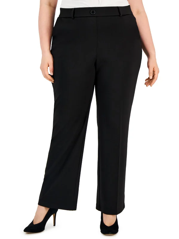 Plus Womens Mid-Rise Office Straight Leg Pants Women's Transitional Apparel