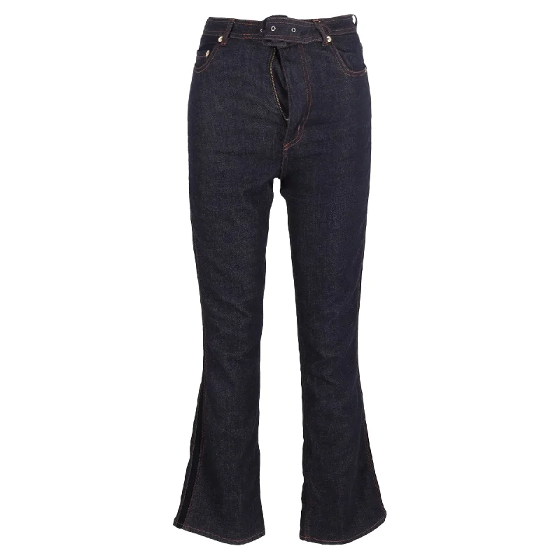 Erdem Vina Belted Denim Flared Jeans in Navy Blue Cotton Casual Chic for Women