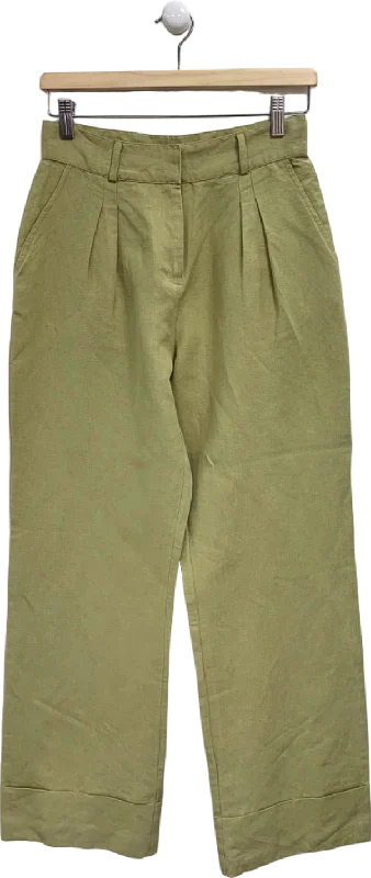 Pretty Lavish Olive Bryony Linen Trousers Parker Block UK 8 Clothes Of Woman