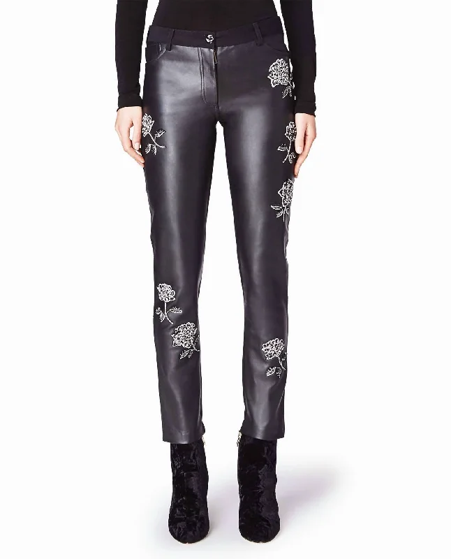 Pants In Black Embellished Rose Bundle Offer