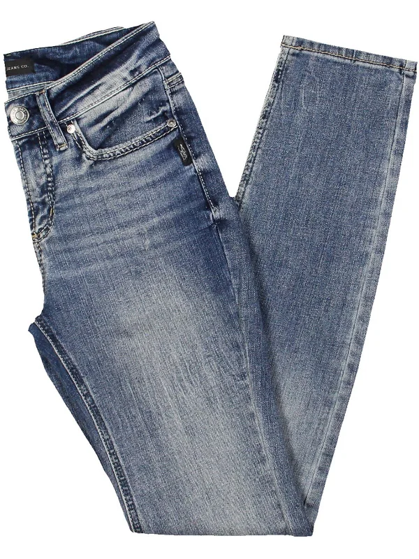 Womens Mid-Rise Faded Straight Leg Jeans Clothing Sales