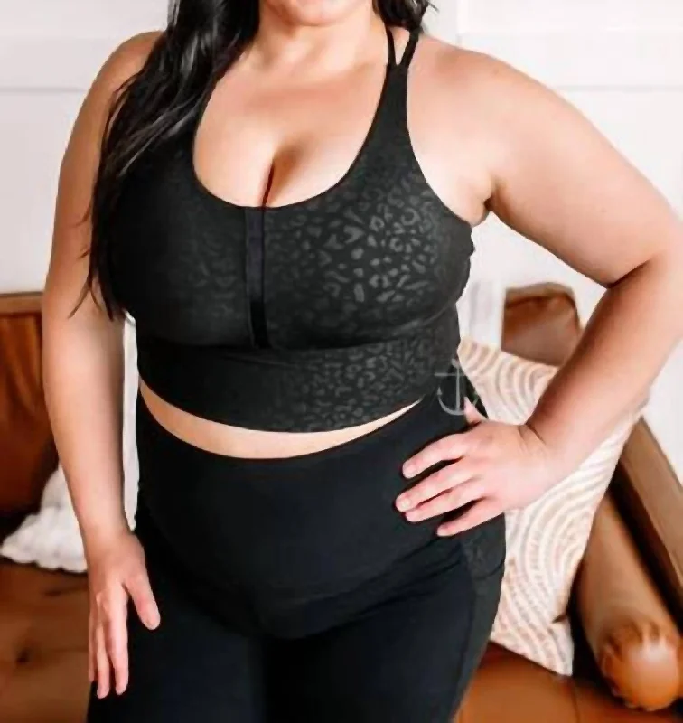 Leopard Sports Bra In Black Women's Outerwear Attire