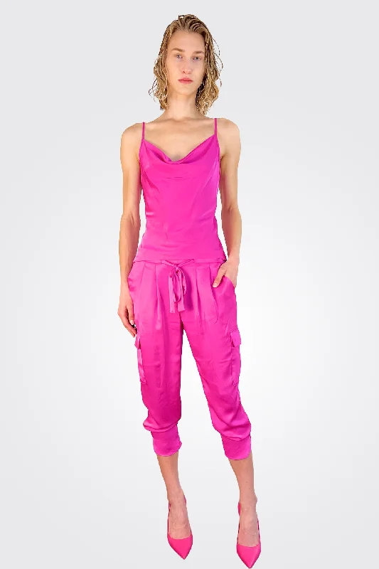 Satin Pocket Allyn Pant - Pink Online Clothing Stores