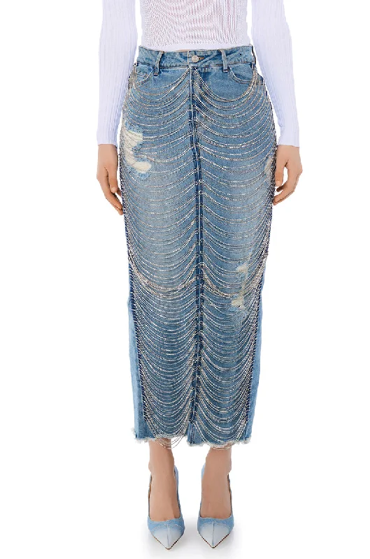 CHAIN DETAIL DENIM MAXI SKIRT Bundle Offer