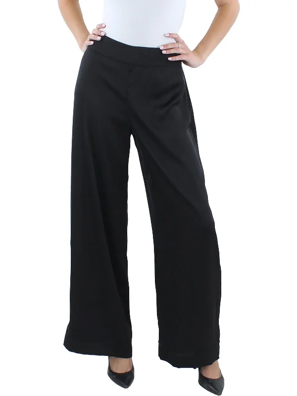 Womens Zipper Polyester Wide Leg Pants Chic Women's Outfit