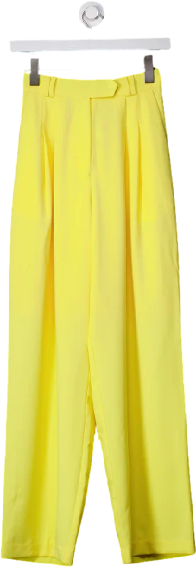 Hyhill Yellow Pleat Front Straight Leg Trousers UK XS Seasonal Women's Fashion Trends