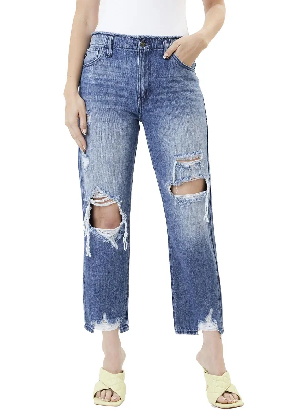 Womens Distressed Denim Straight Leg Jeans Modern Women's Wardrobe Essentials