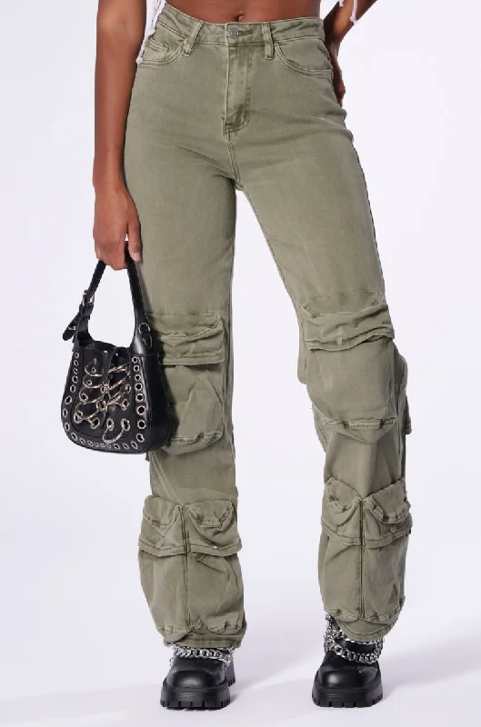 OLIVE CARGO POCKET JEAN Women's Professional Clothes